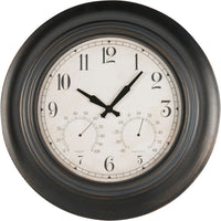 Outdoor Clock with Temperature and Humidity Black 53.3cm