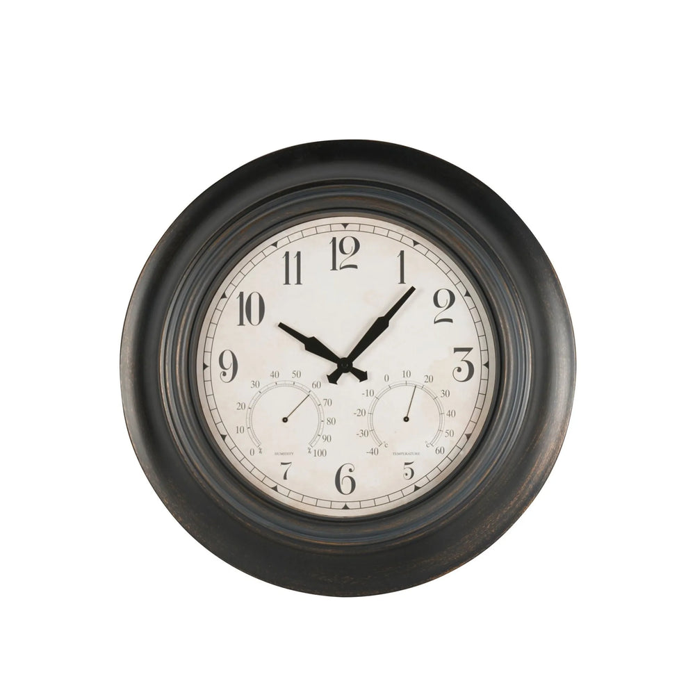 Outdoor Clock with Temperature and Humidity Black 53.3cm