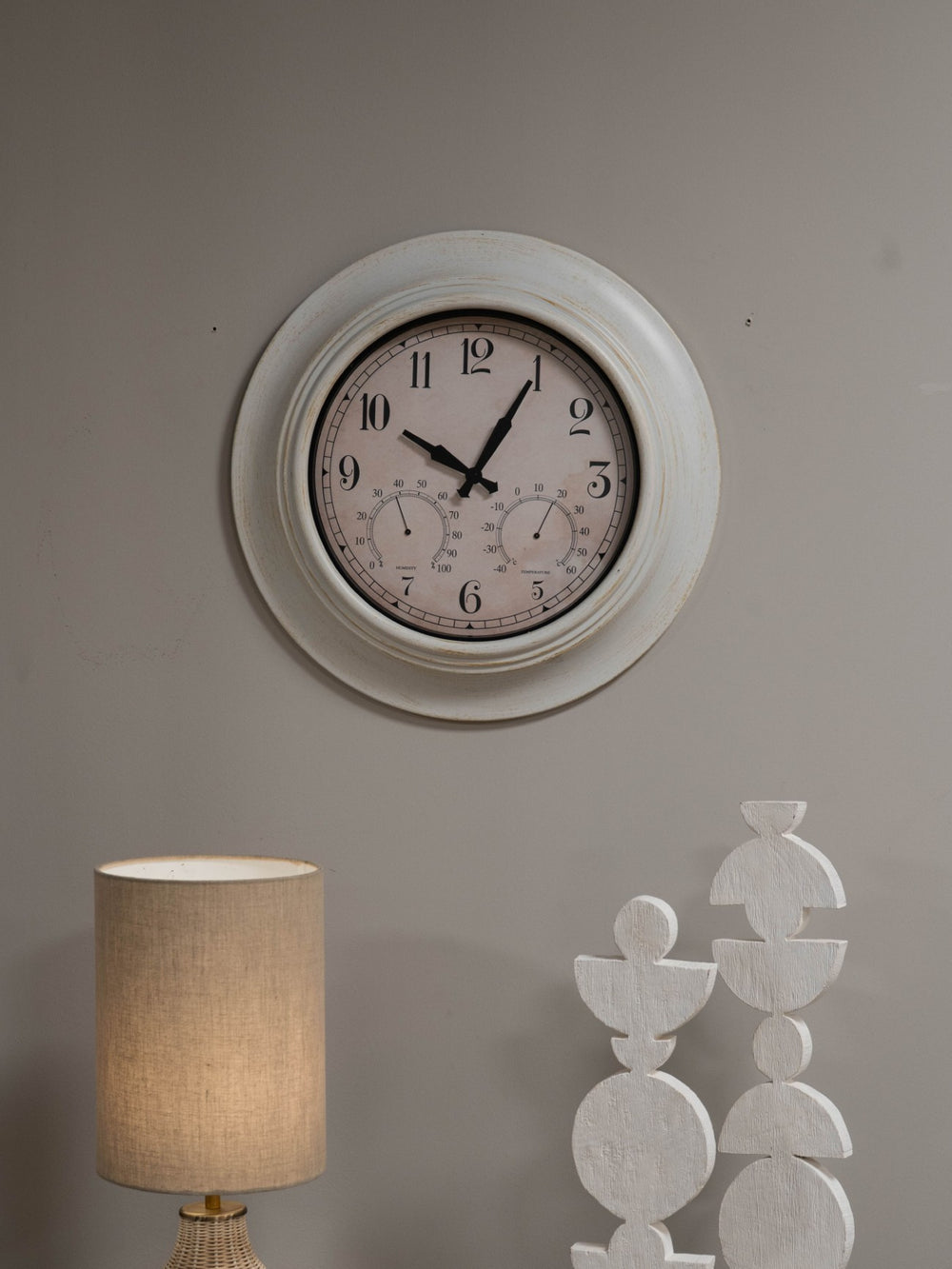 Outdoor Clock with Temperature and Humidity White 53.3cm