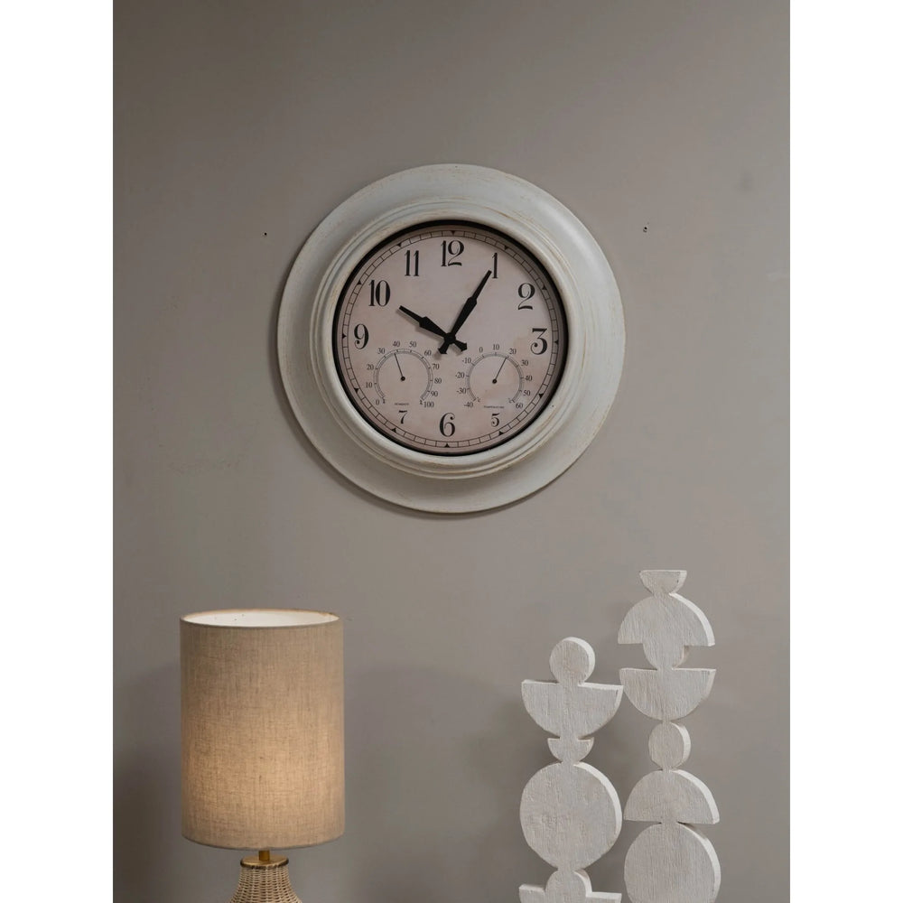 Outdoor Clock with Temperature and Humidity White 53.3cm