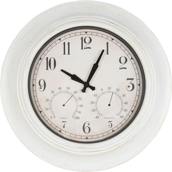 Outdoor Clock with Temperature and Humidity White 53.3cm