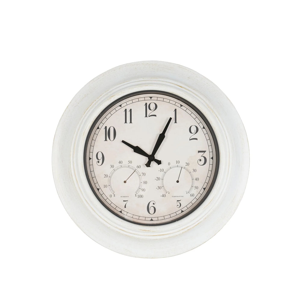 Outdoor Clock with Temperature and Humidity White 53.3cm
