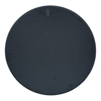 Matt Black Wood Veneer Round Mirror w/Foxed Glass