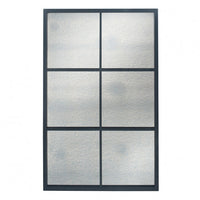 Matt Black Metal 6 Pane Mirror with Foxed Glass
