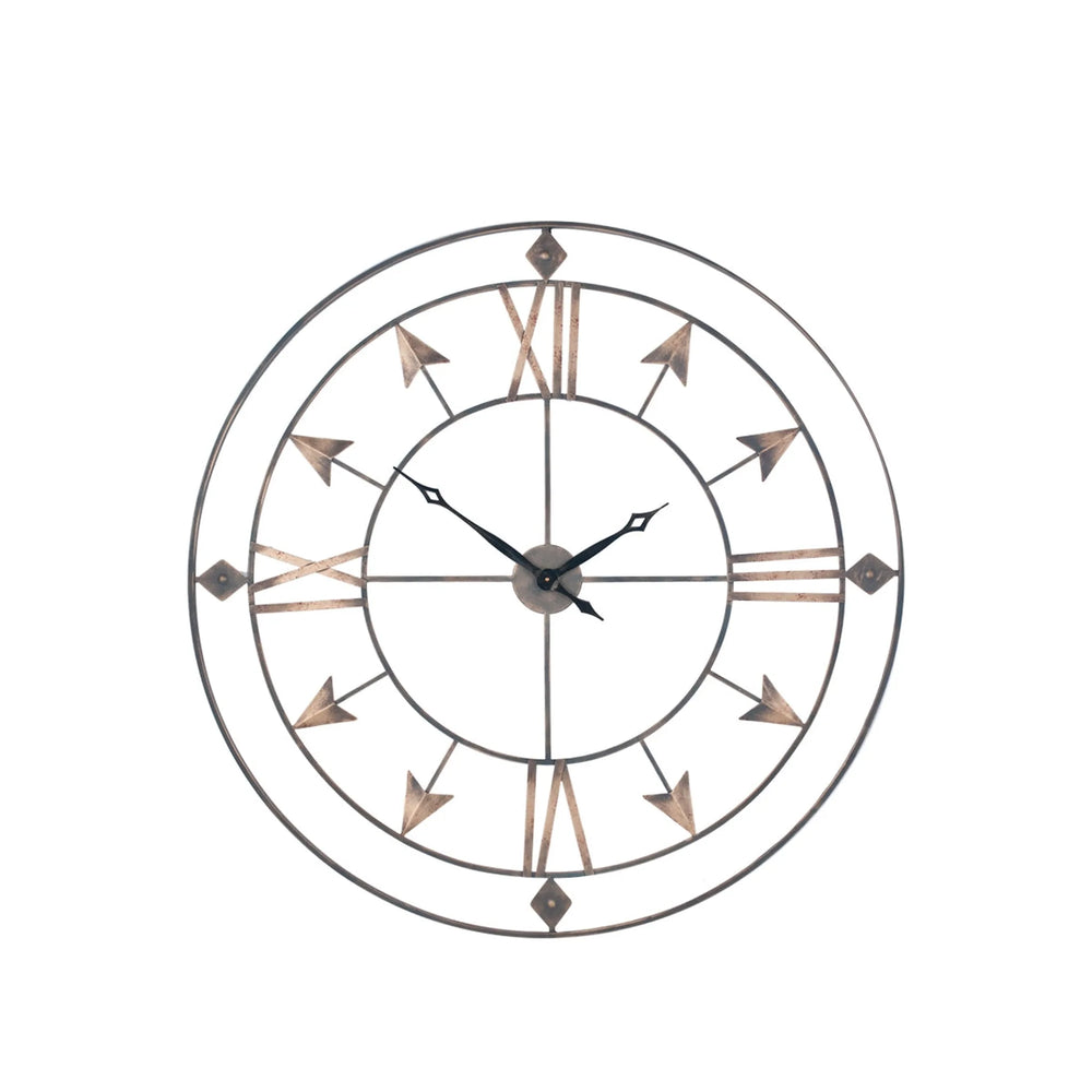 Antique Grey & Gold Large Round Wall Clock