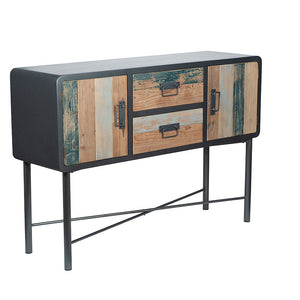 Brooklyn Black Metal & Multi Coloured Wood Sideboard