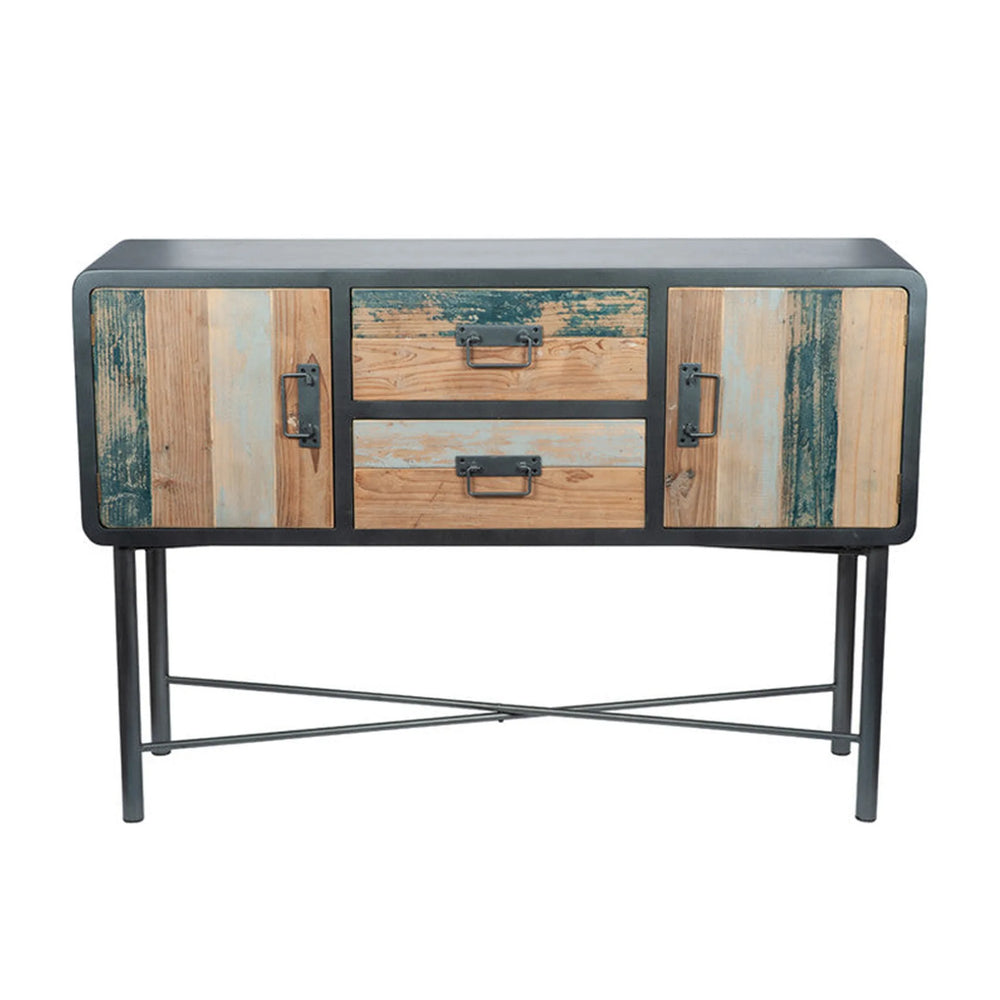 Brooklyn Black Metal & Multi Coloured Wood Sideboard