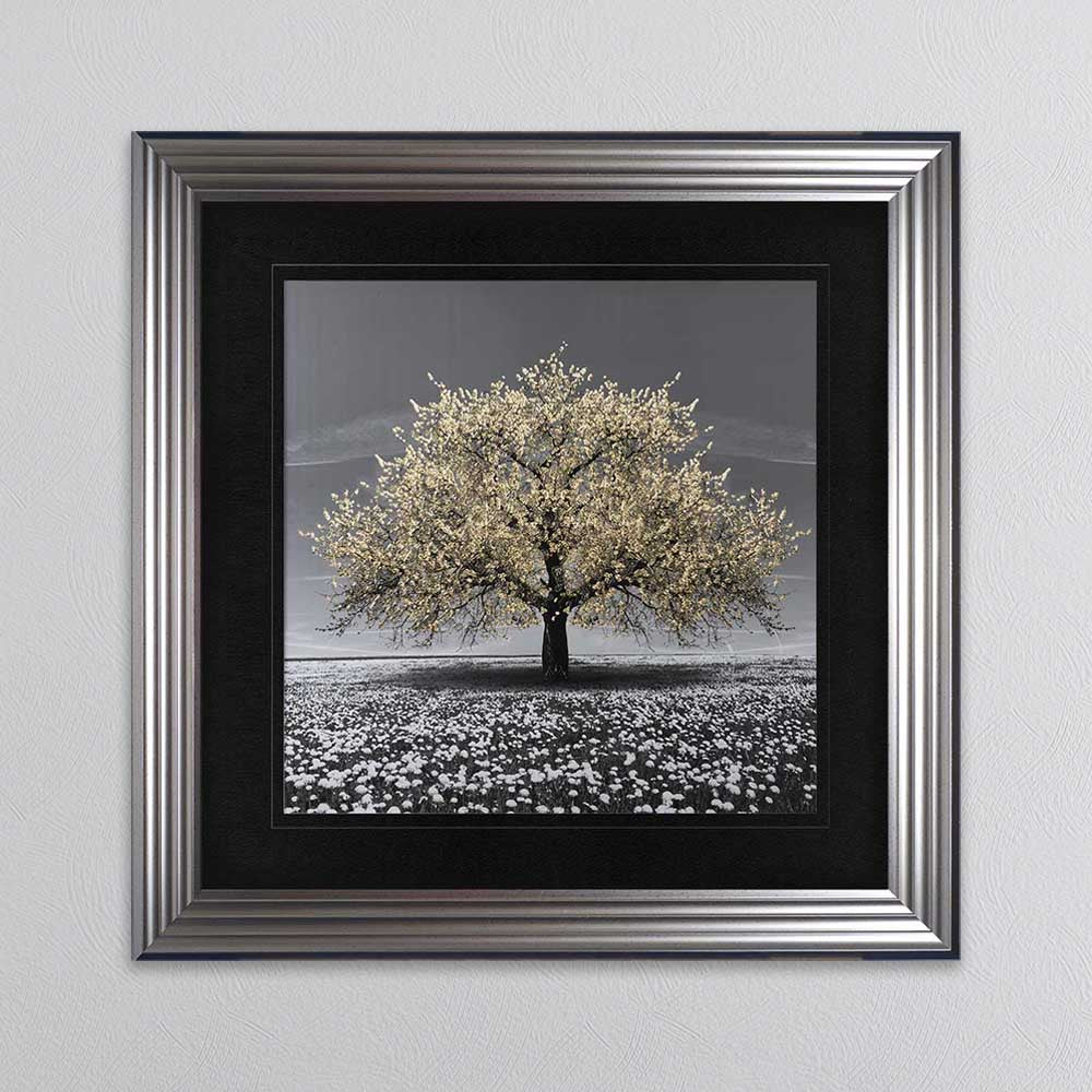 Champagne Cherry Tree Framed Wall Art 90x90cm
