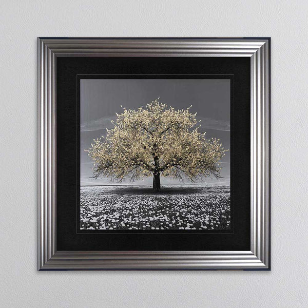 Champagne Cherry Tree Framed Wall Art 90x90cm