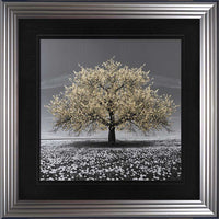 Champagne Cherry Tree Framed Wall Art 90x90cm