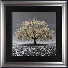 Champagne Cherry Tree Framed Wall Art 90x90cm