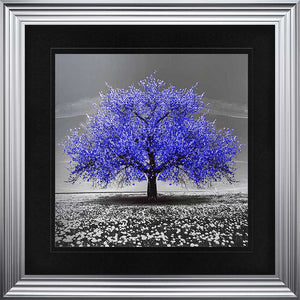 Navy Cherry Tree Framed Wall Art 90x90cm