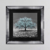 Teal Cherry Tree Framed Wall Art 90x90cm