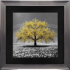 Yellow Cherry Tree Framed Wall Art 90x90cm