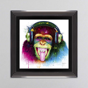 DJ Monkey Framed Wall Art 90x90cm