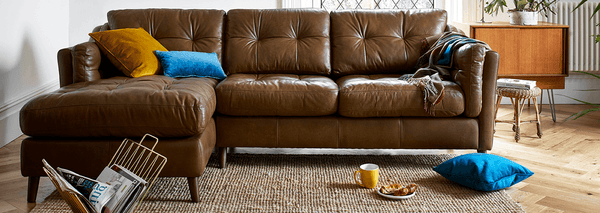 Saddler Leather Chaise Sofa