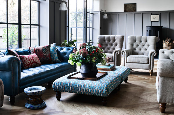 Leather/Fabric Artisan Footstool