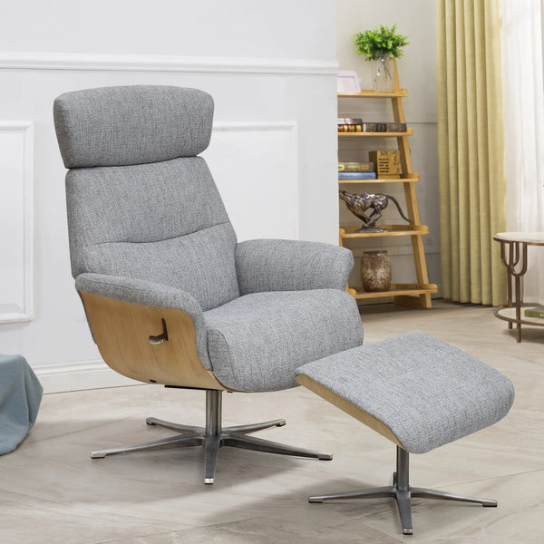 Boston Reclining Swivel Chair with Footstool