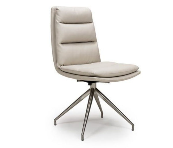 Nimo Swivel Dining Chair Taupe - Brushed Steel Leg