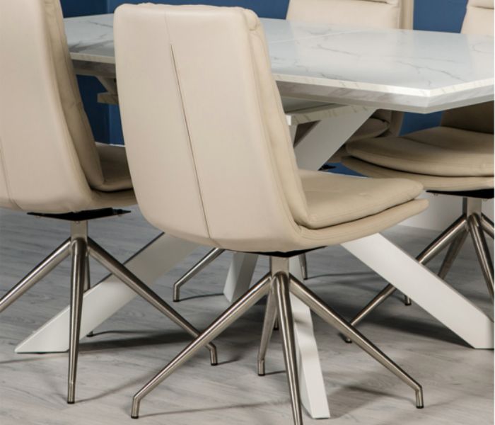 Nimo Swivel Dining Chair Taupe - Brushed Steel Leg