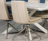 Nimo Swivel Dining Chair Taupe - Brushed Steel Leg