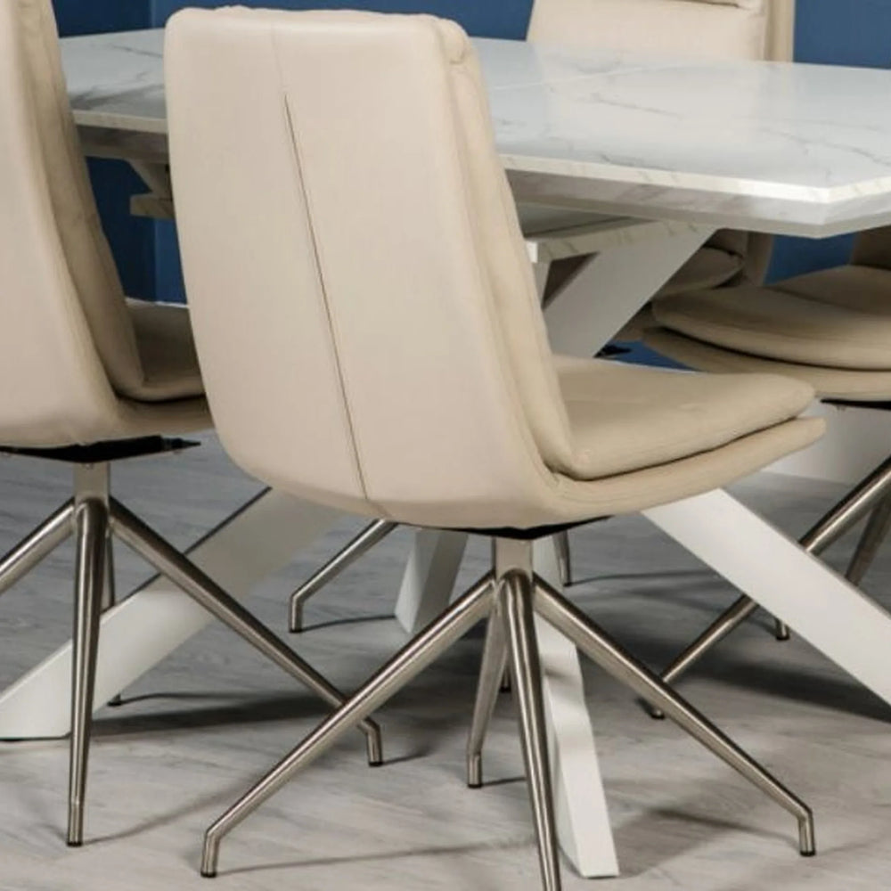 Nimo Swivel Dining Chair Taupe - Brushed Steel Leg