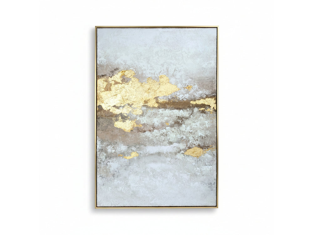 Golden Dusk Heavy Textured Framed Canvas Wall Art 80x120cm