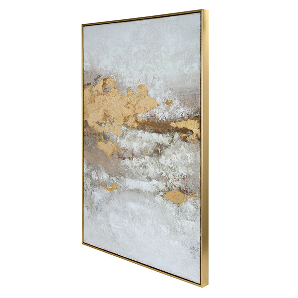 Golden Dusk Heavy Textured Framed Canvas Wall Art 80x120cm
