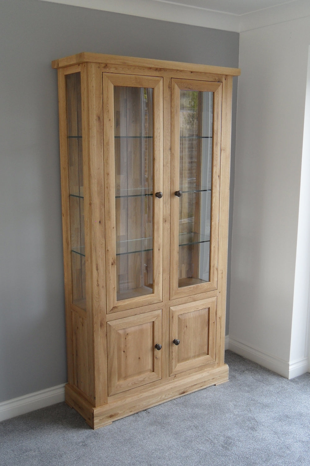 Francis Solid Oak 2 Door Glazed Display Cabinet