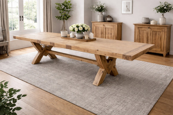 Francis Solid Oak 2.5m - 3.5m Grand Oxbow Extending Table