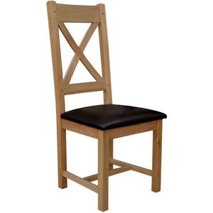 Francis Solid Oak Cross Back Chair (Fabric or Bi-Cast Leather)