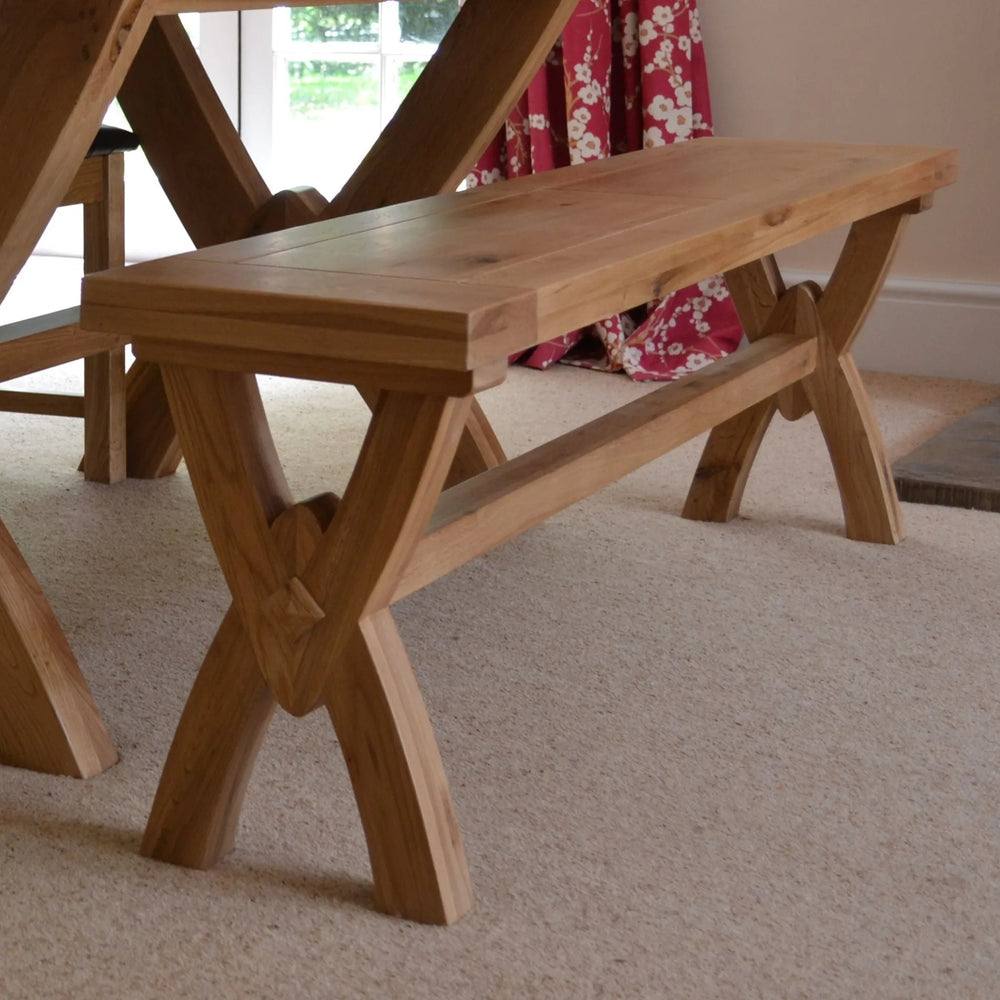 Francis Solid Oak Petite Oxbow Bench