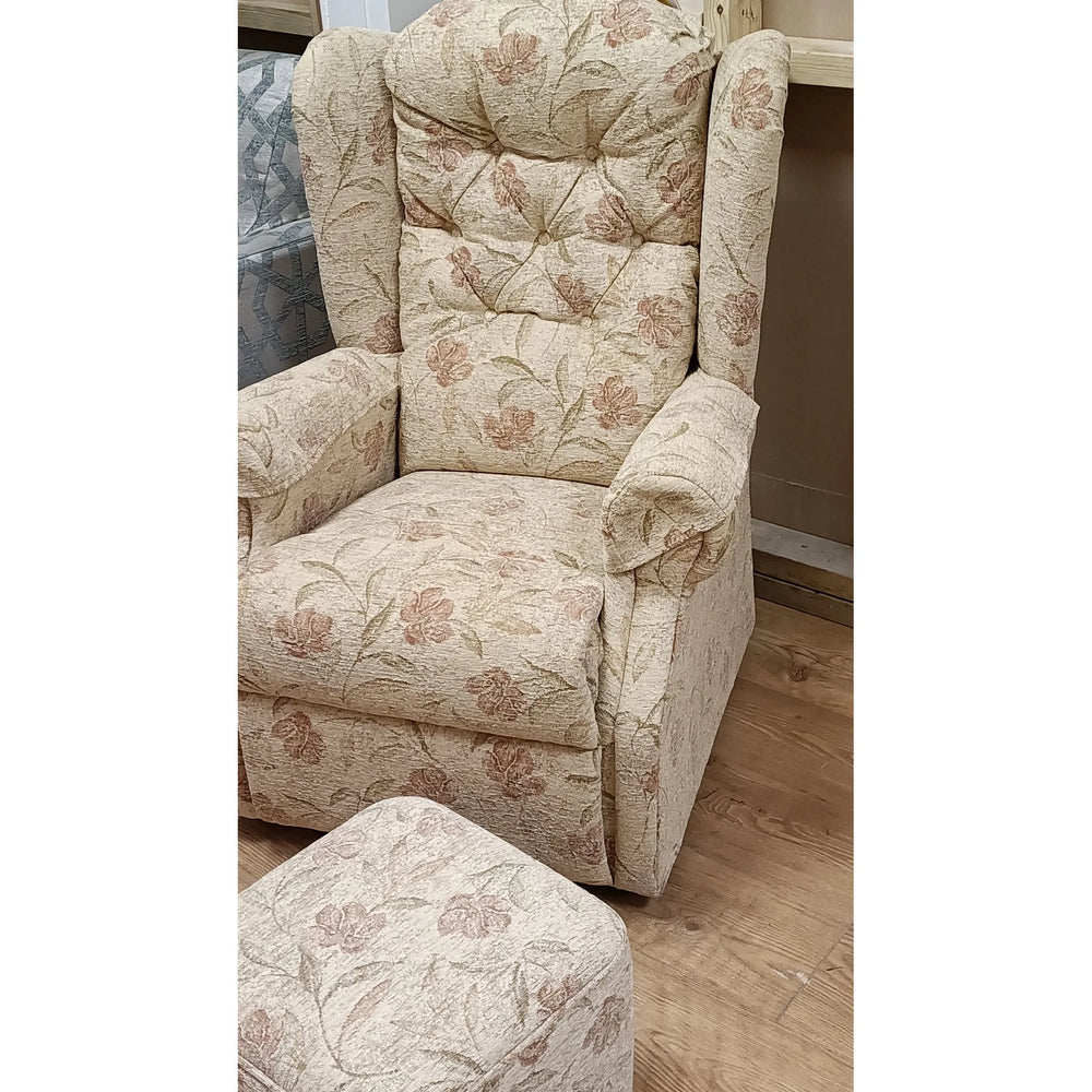 Clearance Buckfast Petite Chair w/ Arm Caps + Footstool
