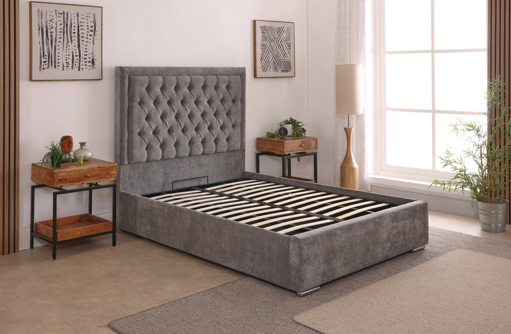 Lucia 54inch 6ft Super King Size Upholstered Bed Frame with Ottoman Option