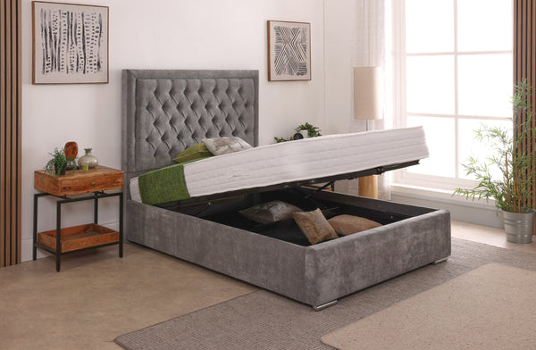 Lucia 54inch 4ft Small Double Upholstered Bed Frame with Ottoman Option