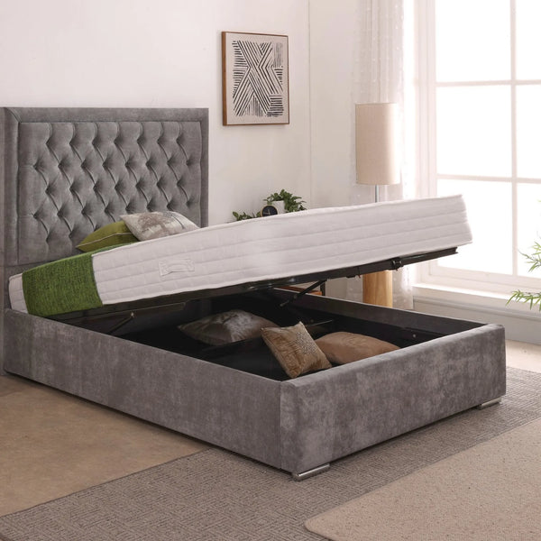 Lucia 54inch 5ft King Size Upholstered Bed Frame with Ottoman Option