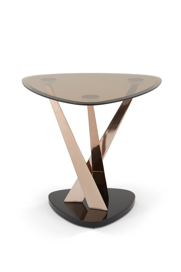 Lidia Glass Lamp Table - Rose Gold