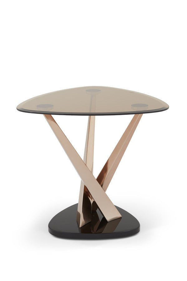 Lidia Glass Lamp Table - Rose Gold