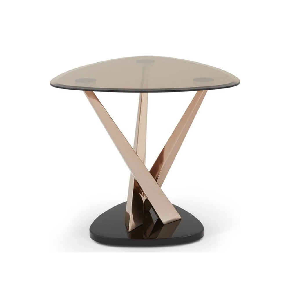 Lidia Glass Lamp Table - Rose Gold