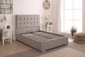 Milo 48inch 5ft King Size Upholstered Bed Frame with Ottoman Option
