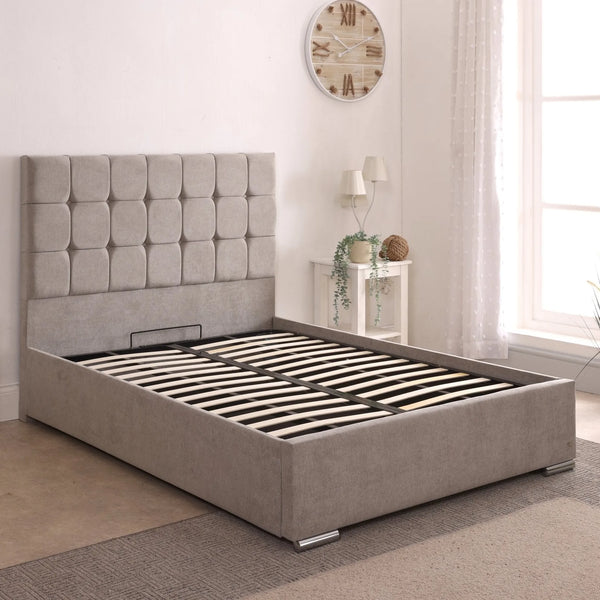 Milo 48inch 5ft King Size Upholstered Bed Frame with Ottoman Option