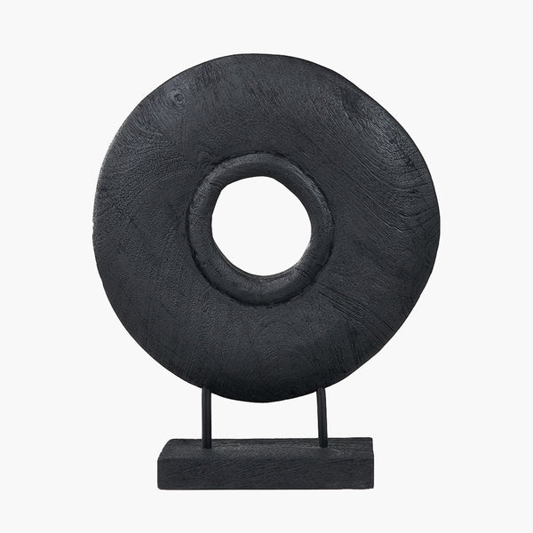 Black Handcarved Mango Wood Circular Ornament