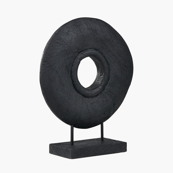 Black Handcarved Mango Wood Circular Ornament
