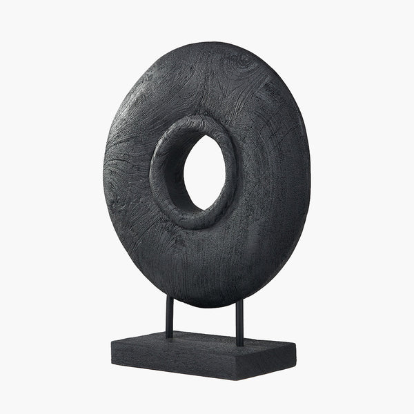 Black Handcarved Mango Wood Circular Ornament