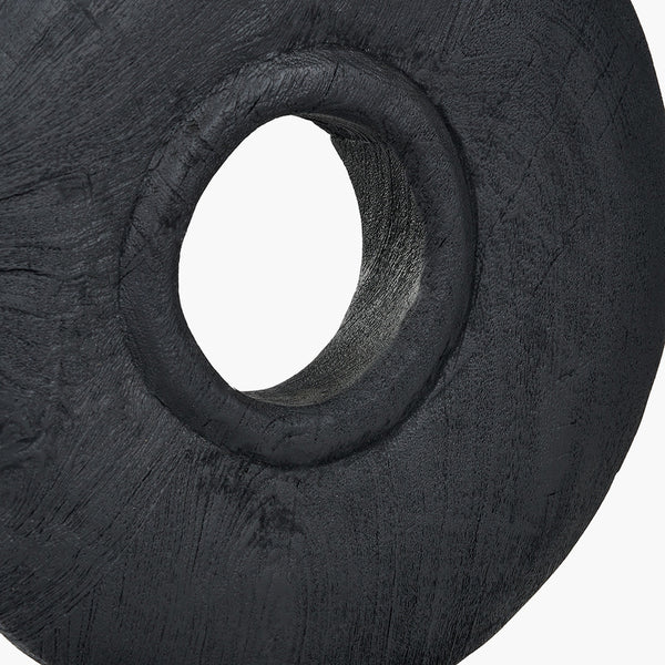 Black Handcarved Mango Wood Circular Ornament