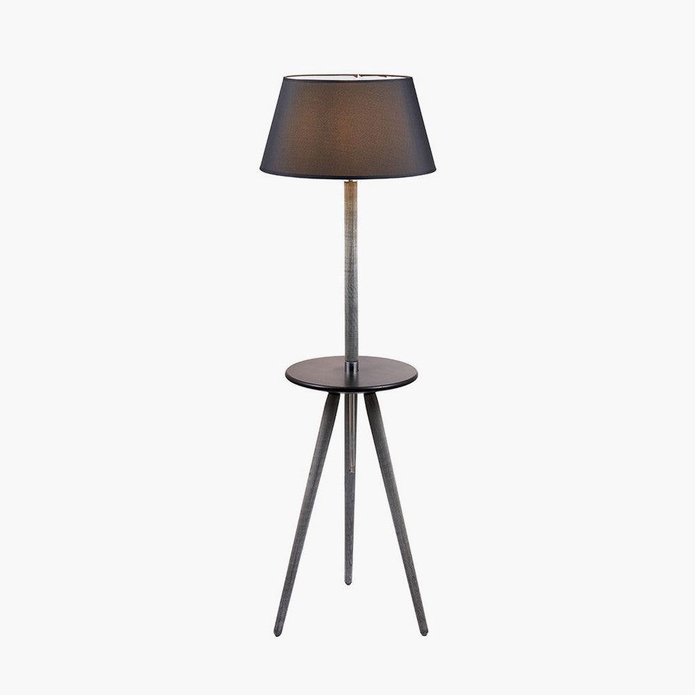 Marlo Grey wood & Black Table Floor Lamp