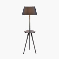 Marlo Grey wood & Black Table Floor Lamp