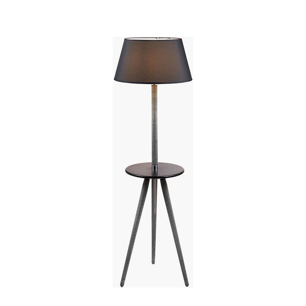 Marlo Grey wood & Black Table Floor Lamp