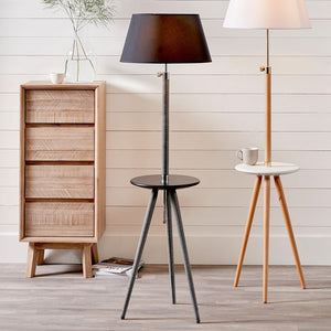 Marlo Grey wood & Black Table Floor Lamp
