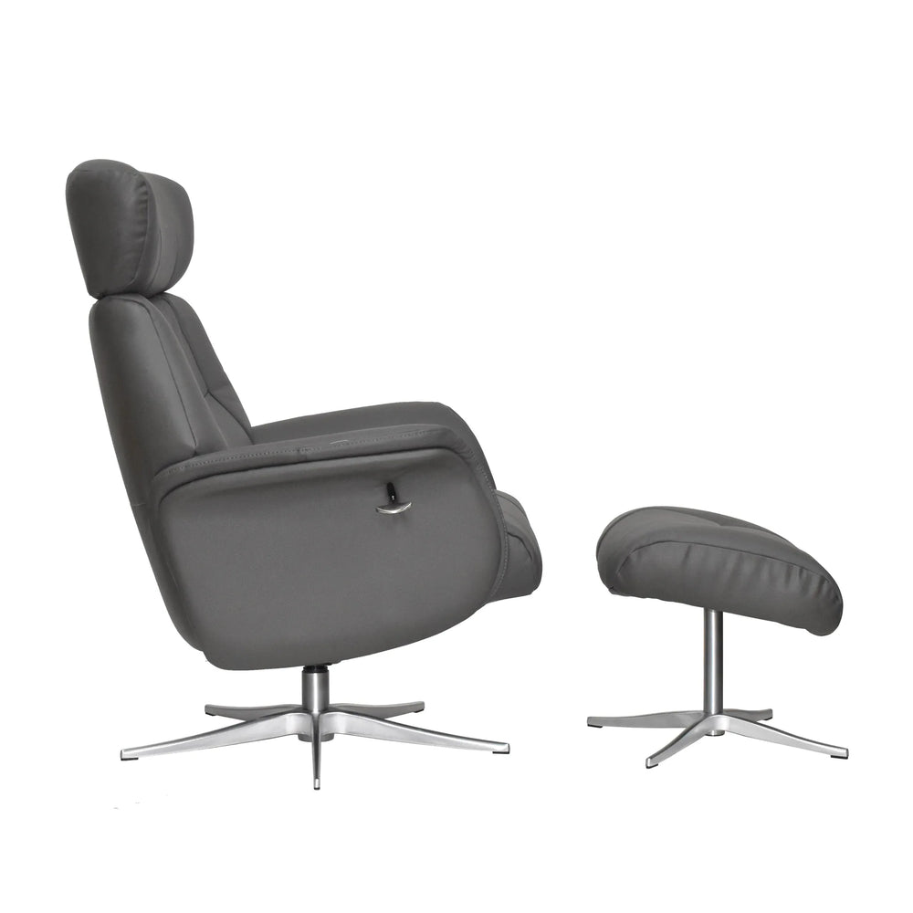 Maia Reclining Swivel Chair with Footstool Leather